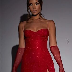 Pixie Sparkly Red Glitter Mini Dress from Babyboo